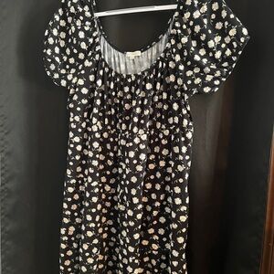 Ultra Flirt Black and White Plus Size Floral Dress